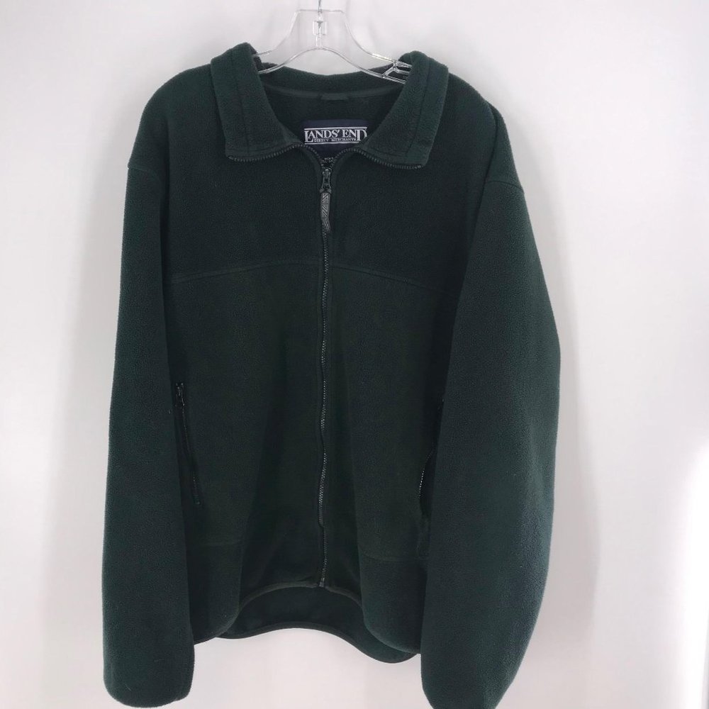 MENS LANDS END DARK GREEN ZIP‎ UP JACKET